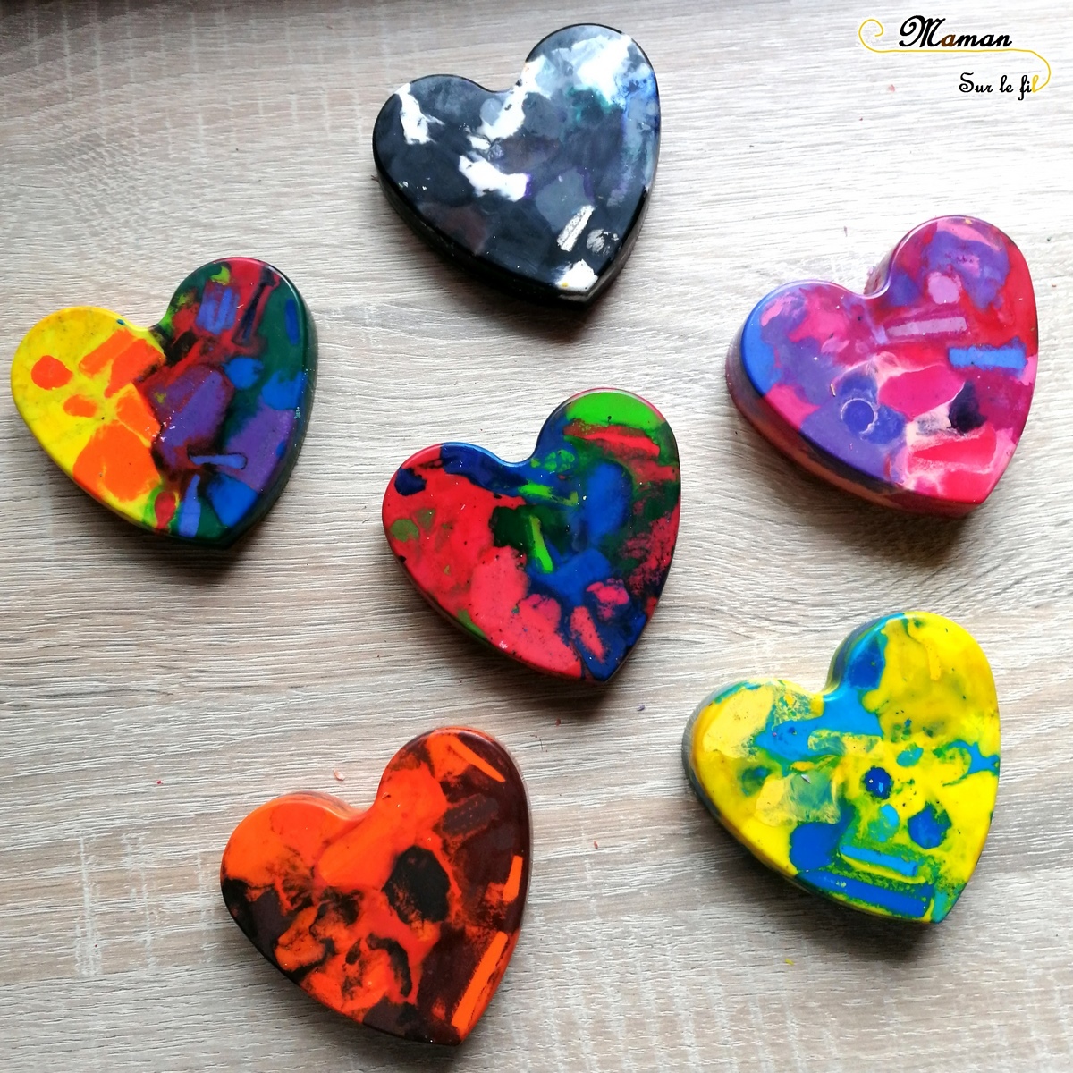 Activité Enfants - Fabriquer des coeurs avec des restes de pastels fondus - Récup - Saint-Valentin - Amour amitié - activité manuelle - maternelle - bricolage DIY - Recyclage - mslf