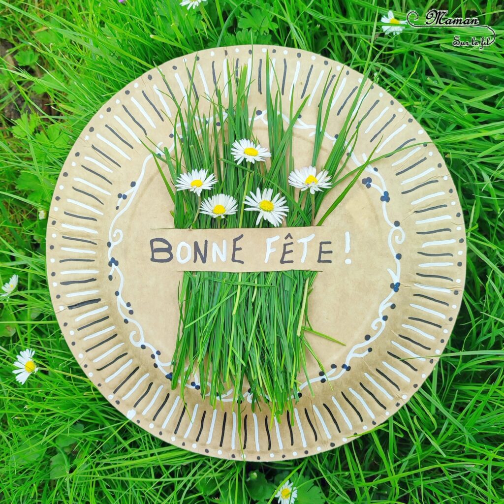 Fabriquer une assiette Bouquet de fleurs à offrir : activité créative et manuelle enfants - Bricolage DIY et cadeau Fait Maison - Assiette en carton décorée de dessin et graphisme - Incision pour insérer de l'herbe et des fleurs - Nature, Land art - carte d'amour - Message sur le devant - Cadeau, carte à offrir pour la Saint Valentin, la fête des mères, pères, grands-mères, grands-pères... - Arts visuels et Bricolage maternelle ou élémentaire (cycles 1, 2 et 3) - Thème Saint-Valentin, Amour, Amitié, à offrir - Créativité - tutoriel photos - mslf