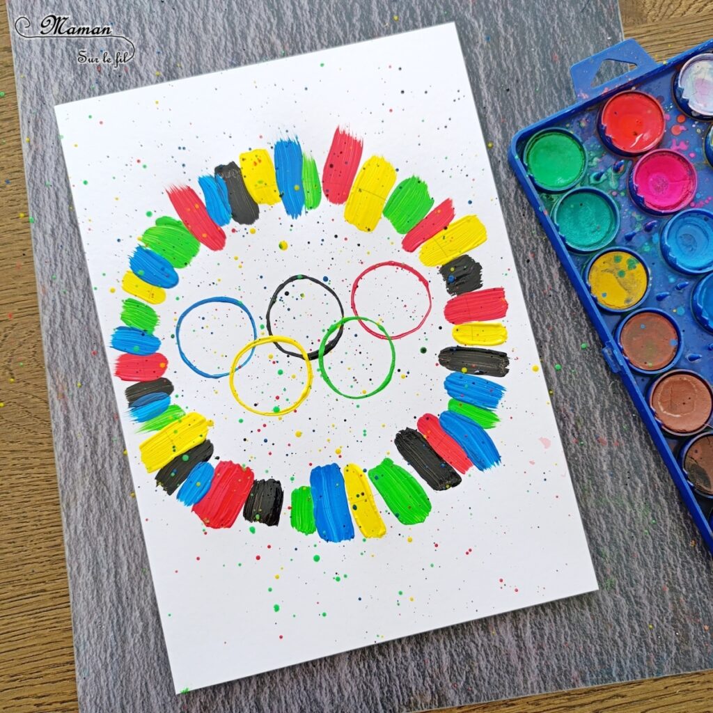 Peindre les anneaux olympiques avec un rouleau de PQ en carton : activité créative, peinture et manuelle enfants - Peinture avec des rouleaux de papier toilettes en carton et un pinceau - Peinture éclaboussée et aquarelle - Recyclage et surcyclage - Ronds, cercles, géométrie - Thème jeux olympiques, sports - Bricolage sympa et facile - Arts visuels Maternelle et cycle 2 - Arts visuels et atelier Maternelle et élémentaire - Créativité - Cycle 1 ou 2 - tutoriel photos - mslf