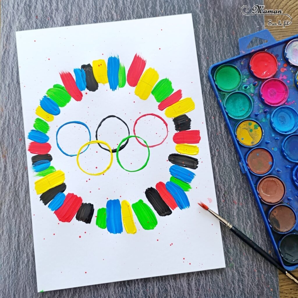 Peindre les anneaux olympiques avec un rouleau de PQ en carton : activité créative, peinture et manuelle enfants - Peinture avec des rouleaux de papier toilettes en carton et un pinceau - Peinture éclaboussée et aquarelle - Recyclage et surcyclage - Ronds, cercles, géométrie - Thème jeux olympiques, sports - Bricolage sympa et facile - Arts visuels Maternelle et cycle 2 - Arts visuels et atelier Maternelle et élémentaire - Créativité - Cycle 1 ou 2 - tutoriel photos - mslf