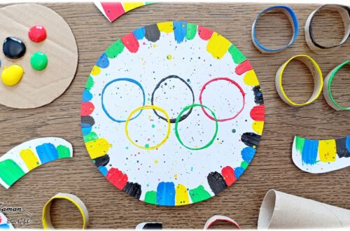 Peindre les anneaux olympiques avec un rouleau de PQ en carton : activité créative, peinture et manuelle enfants - Peinture avec des rouleaux de papier toilettes en carton et un pinceau - Peinture éclaboussée et aquarelle - Recyclage et surcyclage - Ronds, cercles, géométrie - Thème jeux olympiques, sports - Bricolage sympa et facile - Arts visuels Maternelle et cycle 2 - Arts visuels et atelier Maternelle et élémentaire - Créativité - Cycle 1 ou 2 - tutoriel photos - mslf