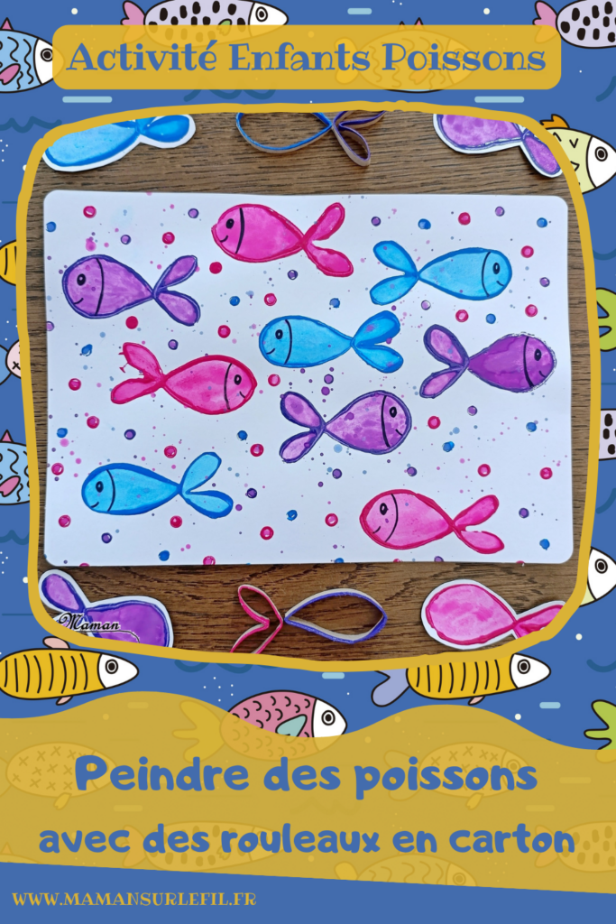 Peindre des poissons avec un rouleau de PQ en carton : activité créative, récup' et manuelle enfants - Peinture avec des rouleaux de papier toilettes en carton et des pailles - Peinture éclaboussée et aquarelle - Recyclage et surcyclage - Thème animaux marins, poissons, été, aquarium, mer, océan - Bricolage sympa et facile - Arts visuels Maternelle et cycle 2 - Arts visuels et atelier Maternelle et élémentaire - Créativité - Cycle 1 ou 2 - tutoriel photos et vidéo - mslf