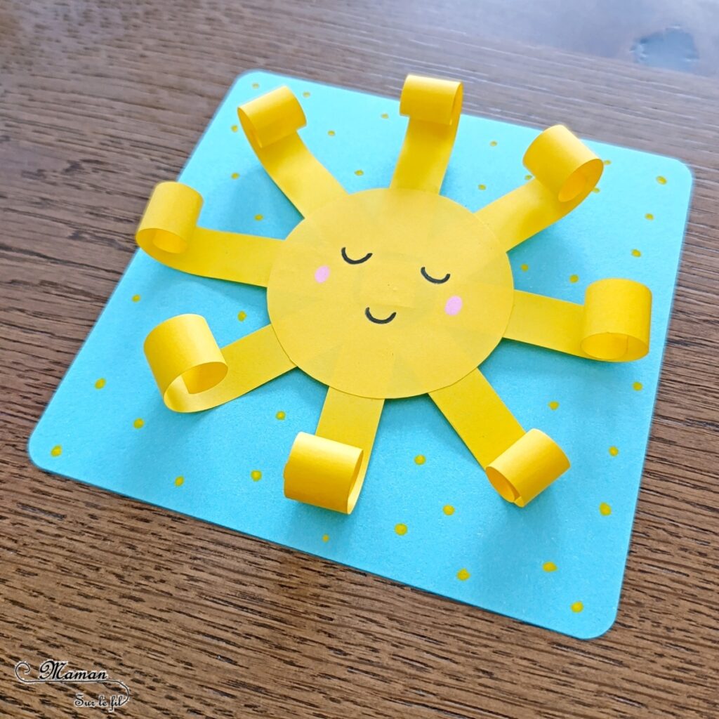 Fabriquer des cartes Soleil sur ressort : activité créative et manuelle enfants - Jolies cartes estivales avec un soleil qui bouge - Découpage, collage - Papier enroulé - Dessins et graphismes - Thème météo, été- Bricolage sympa et facile - Arts visuels Maternelle et cycle 2 - Maternelle et élémentaire - Créativité - Cycle 1 ou 2 - tutoriel photos et vidéo - mslf