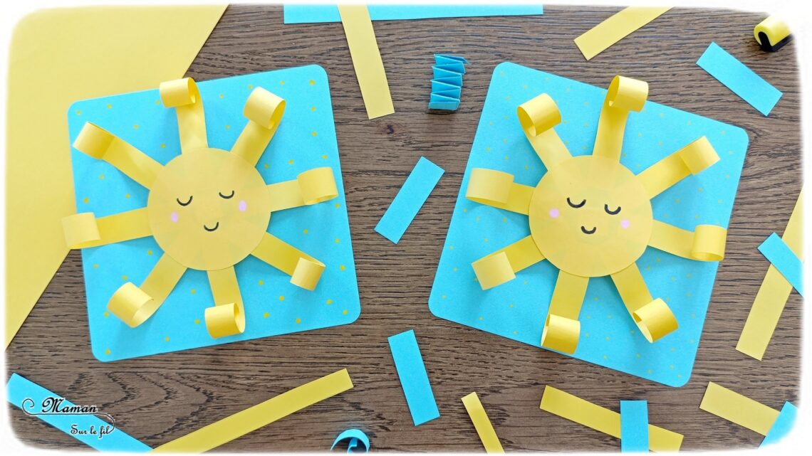 Fabriquer des cartes Soleil sur ressort : activité créative et manuelle enfants - Jolies cartes estivales avec un soleil qui bouge - Découpage, collage - Papier enroulé - Dessins et graphismes - Thème météo, été- Bricolage sympa et facile - Arts visuels Maternelle et cycle 2 - Maternelle et élémentaire - Créativité - Cycle 1 ou 2 - tutoriel photos et vidéo - mslf