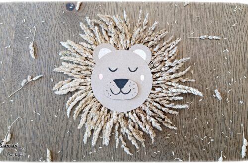 Créer un lion en carton et herbes séchées : activité créative, récup', nature et manuelle enfants - Recyclage, surcyclage de carton - Crinière faite avec des herbes séchées ou des épis de blé - Atelier nature, Land art - Découpage, collage - Thème animaux de la savane, Afrique - Bricolage sympa et facile - Arts visuels Maternelle et cycle 2 - Maternelle et élémentaire - Créativité - Cycle 1 ou 2 - tutoriel photos - mslf