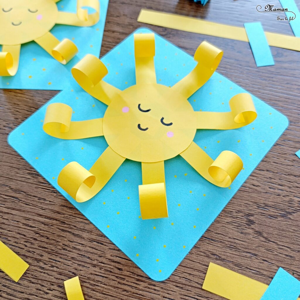 Fabriquer des cartes Soleil sur ressort : activité créative et manuelle enfants - Jolies cartes estivales avec un soleil qui bouge - Découpage, collage - Papier enroulé - Dessins et graphismes - Thème météo, été- Bricolage sympa et facile - Arts visuels Maternelle et cycle 2 - Maternelle et élémentaire - Créativité - Cycle 1 ou 2 - tutoriel photos et vidéo - mslf