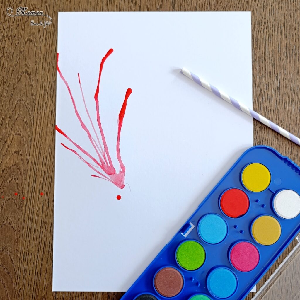 Peindre un éléphant en peinture soufflée qui crache de l'eau Arc-en-ciel : activité créative, peinture et manuelle enfants - Technique rigolote pour travailler le souffle avec une paille - Possible à l'encre également - Contraste noir et couleurs vives - Thème animaux de la savane, Afrique, safari, météo, couleurs - Bricolage sympa et facile - Arts visuels Maternelle et cycle 2 - Maternelle et élémentaire - Créativité - Cycle 1 ou 2 - tutoriel photos - mslf