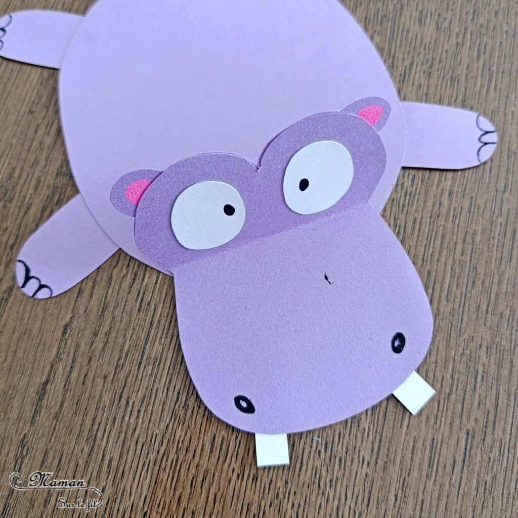 Fabriquer un hippopotame en papier qui ouvre la bouche : activité créative et manuelle enfants - Utilisation de chutes de papier, découpage, collage - Bricolage rigolo en 3D et en relief - Thème animaux de la savane, Afrique, safari - Bricolage sympa et facile - Arts visuels Maternelle et cycle 2 - Maternelle et élémentaire - Créativité - Cycle 1 ou 2 - tutoriel photos et vidéo - mslf