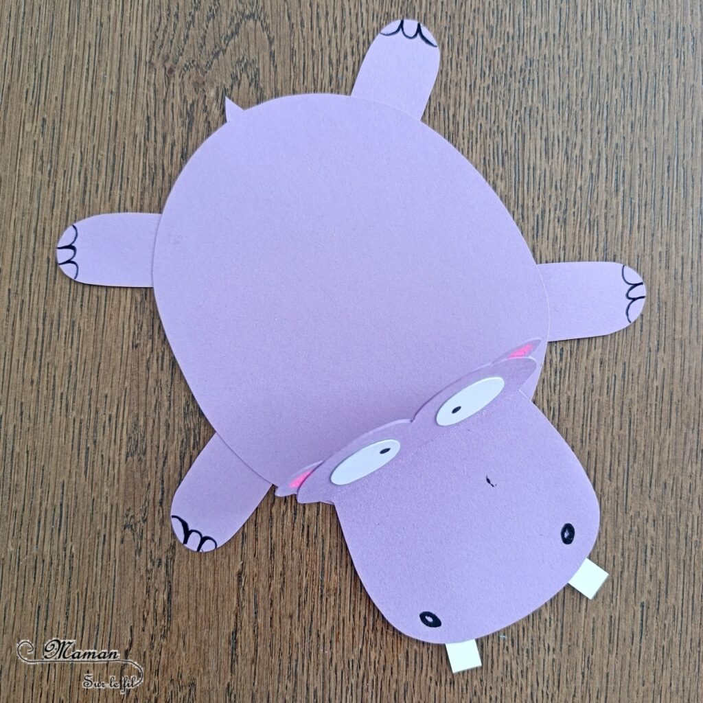 Fabriquer un hippopotame en papier qui ouvre la bouche : activité créative et manuelle enfants - Utilisation de chutes de papier, découpage, collage - Bricolage rigolo en 3D et en relief - Thème animaux de la savane, Afrique, safari - Bricolage sympa et facile - Arts visuels Maternelle et cycle 2 - Maternelle et élémentaire - Créativité - Cycle 1 ou 2 - tutoriel photos et vidéo - mslf