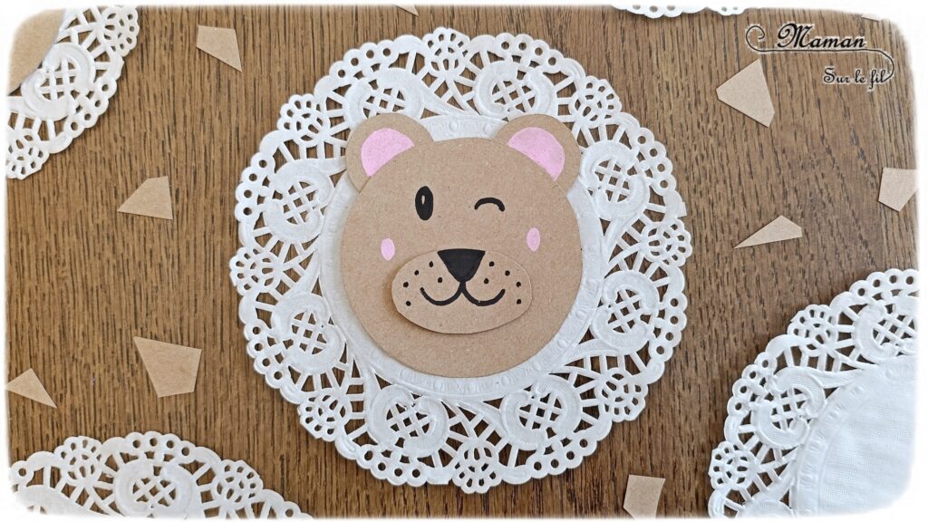 Créer des lions en napperons et en carton : activité créative, récup' et manuelle enfants - Recyclage, surcyclage de carton - Crinière faite avec la broderie du napperon - Découpage, collage, géométrie, compas, cercles - Thème animaux de la savane, Afrique - Bricolage sympa et facile - Arts visuels Maternelle et cycle 2 - Maternelle et élémentaire - Créativité - Cycle 1 ou 2 - tutoriel photos - mslf