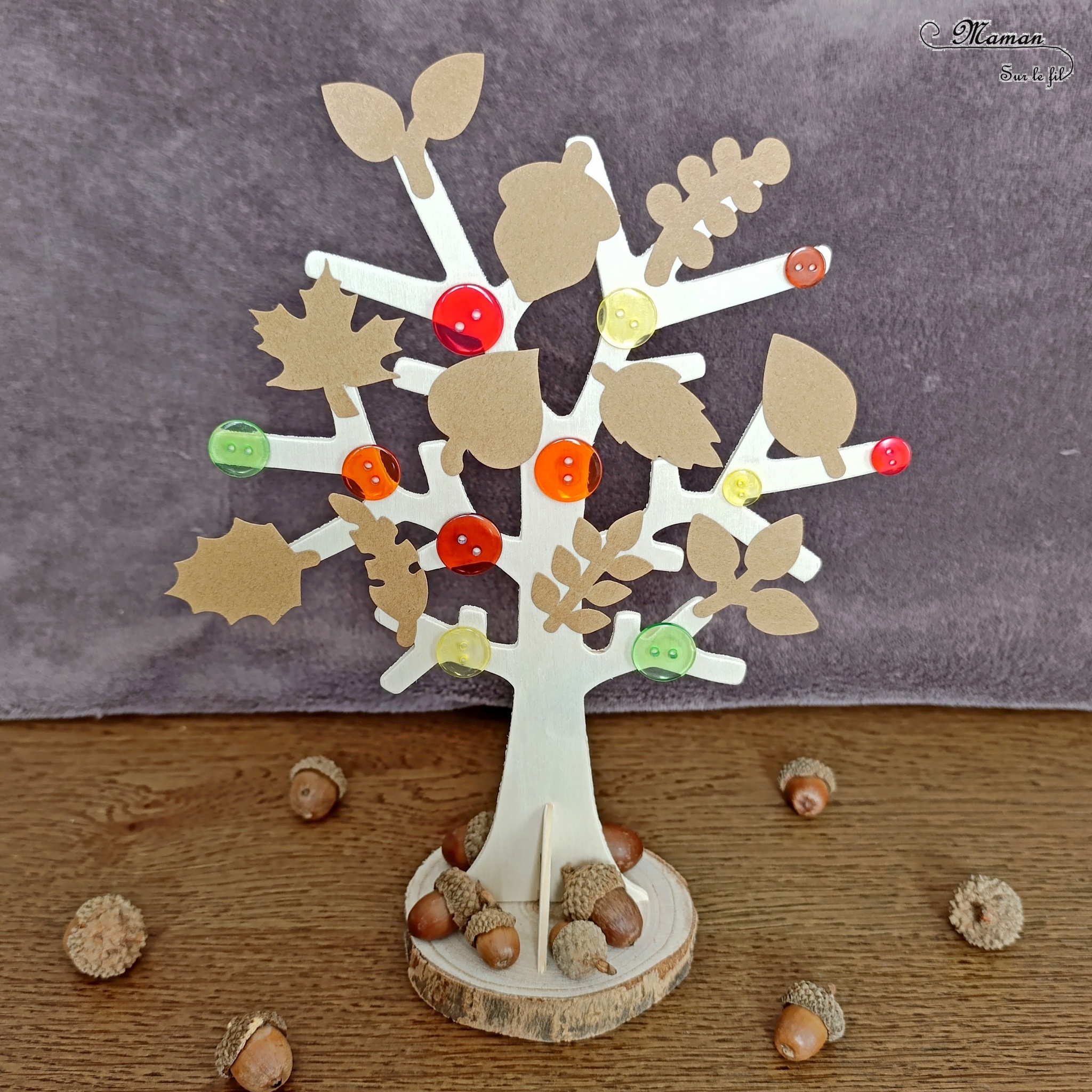 Fabriquer un arbre lumineux d'automne : activité créative et manuelle enfants -Tutoriel et tout le matériel vient de chez 10 Doigts - Arbre en bois, gommettes, boutons, guirlande lumineuse et glands - Nature, bricolage, DIY, décoration automnale Fait maison - Kit tout compris - Thème automne, forêt, 4 saisons - Bricolage sympa et facile - Arts visuels Maternelle et cycle 2 - Maternelle et élémentaire - Créativité - Cycle 1 ou 2 - tutoriel photos - mslf