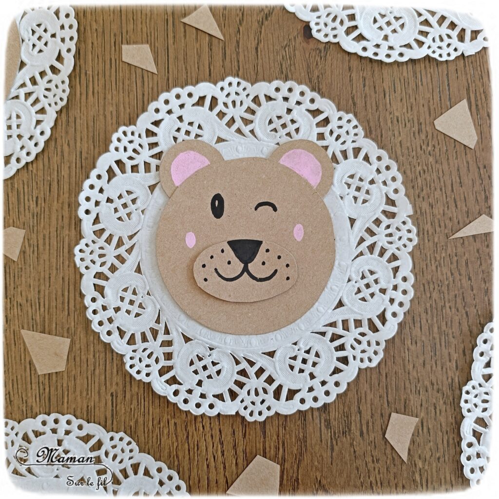 Créer des lions en napperons et en carton : activité créative, récup' et manuelle enfants - Recyclage, surcyclage de carton - Crinière faite avec la broderie du napperon - Découpage, collage, géométrie, compas, cercles - Thème animaux de la savane, Afrique - Bricolage sympa et facile - Arts visuels Maternelle et cycle 2 - Maternelle et élémentaire - Créativité - Cycle 1 ou 2 - tutoriel photos - mslf