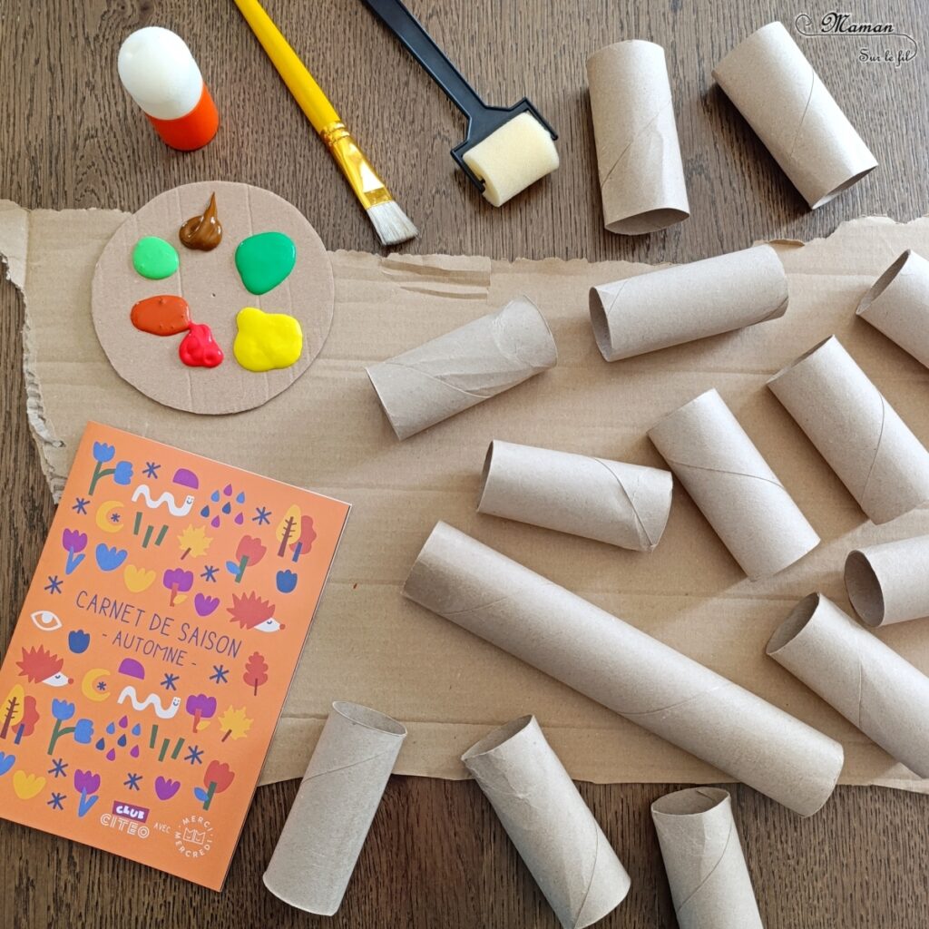 Fabriquer une forêt d'automne en récup' : activité créative, peinture et manuelle enfants - Idée de DIY d'automne piochée dans le carnet de saison Citeo - à télécharger gratuitement sur leur site - Recyclage et surcyclage de carton et de rouleaux de papier toilette, pq - Peinture, dessin et graphismes - Thème automne, forêt, arbres, feuilles - Bricolage et décoration sympa et facile - Arts visuels Maternelle et cycle 2 - Maternelle et élémentaire - Créativité - Cycle 1 ou 2 - tutoriel photos - mslf