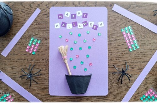 Créer une carte d'Halloween avec un mini chaudron et un balai de sorcière : activité créative, manuelle et récup' enfants - Recyclage, surcyclage d'une boite à oeufs - Découpage, peinture, gommettes, sequins pour les bulles - Balai avec un bâtonnet, de la corde et un élastique - Thème Halloween, Créatures légendaires - Bricolage et décoration sympa et facile - Arts visuels Maternelle et cycle 2 - Maternelle et élémentaire - Créativité - Cycle 1 ou 2 - tutoriel photos - mslf