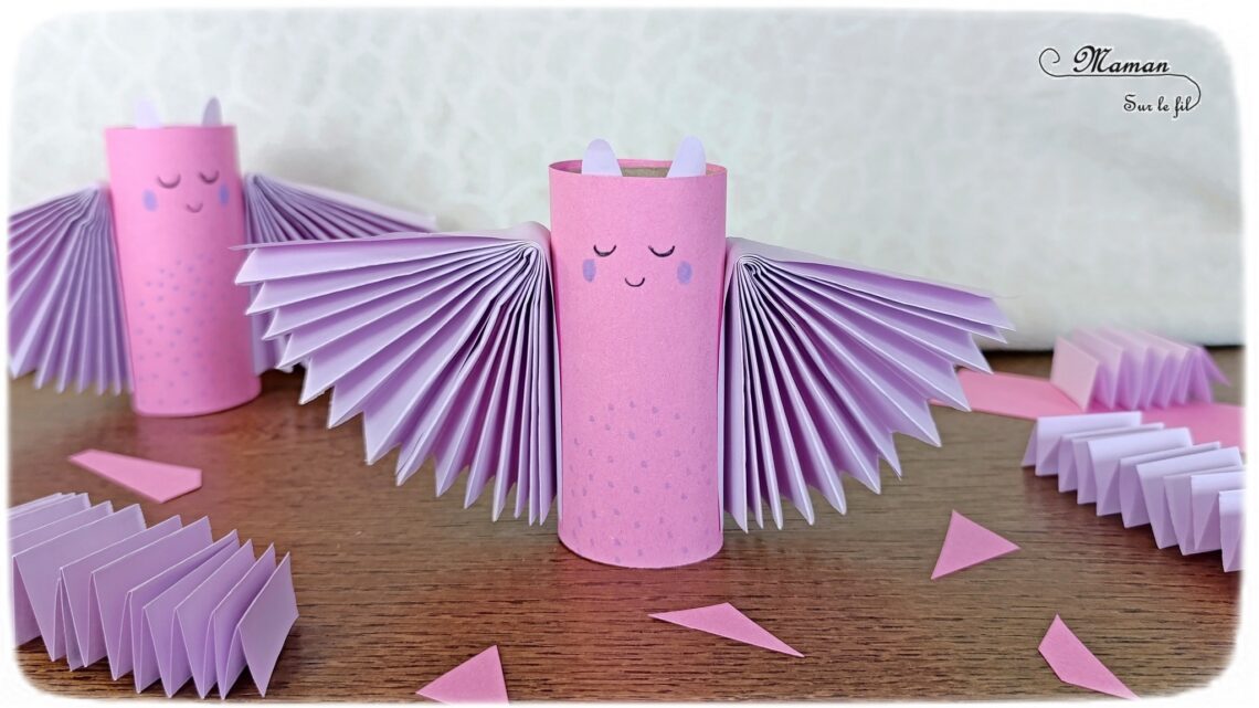 Fabriquer une chauve-souris avec un rouleau de papier toilette : activité créative, manuelle et récup' enfants - Recyclage, surcyclage d'un rouleau de PQ - Pliage de papier en éventail - Bricolage girly et mignon - Découpage, collage - Thème Halloween, animaux volants, animaux de la forêt - Bricolage et décoration sympa et facile - Arts visuels Maternelle et cycle 2 - Maternelle et élémentaire - Créativité - Cycle 1 ou 2 - tutoriel photos - mslf