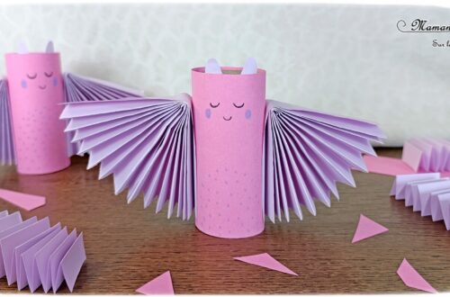 Fabriquer une chauve-souris avec un rouleau de papier toilette : activité créative, manuelle et récup' enfants - Recyclage, surcyclage d'un rouleau de PQ - Pliage de papier en éventail - Bricolage girly et mignon - Découpage, collage - Thème Halloween, animaux volants, animaux de la forêt - Bricolage et décoration sympa et facile - Arts visuels Maternelle et cycle 2 - Maternelle et élémentaire - Créativité - Cycle 1 ou 2 - tutoriel photos - mslf