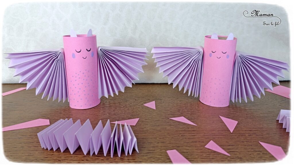 Fabriquer une chauve-souris avec un rouleau de papier toilette : activité créative, manuelle et récup' enfants - Recyclage, surcyclage d'un rouleau de PQ - Pliage de papier en éventail - Bricolage girly et mignon - Découpage, collage - Thème Halloween, animaux volants, animaux de la forêt - Bricolage et décoration sympa et facile - Arts visuels Maternelle et cycle 2 - Maternelle et élémentaire - Créativité - Cycle 1 ou 2 - tutoriel photos - mslf