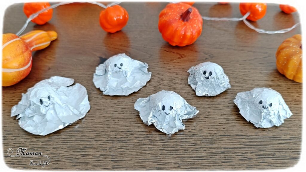 Fabriquer des petits fantômes en aluminium qui dansent et roulent : activité créative et manuelle enfants - Bricolage facile, rapide et rigolo - Aluminium peint en blanc et billes - Jeu DIY - Thème Halloween, Créatures légendaires et imaginaires - Bricolage et décoration sympa et facile - Arts visuels Maternelle et cycle 2 - Maternelle et élémentaire - Créativité - Cycle 1 ou 2 - tutoriel photos et vidéo - mslf