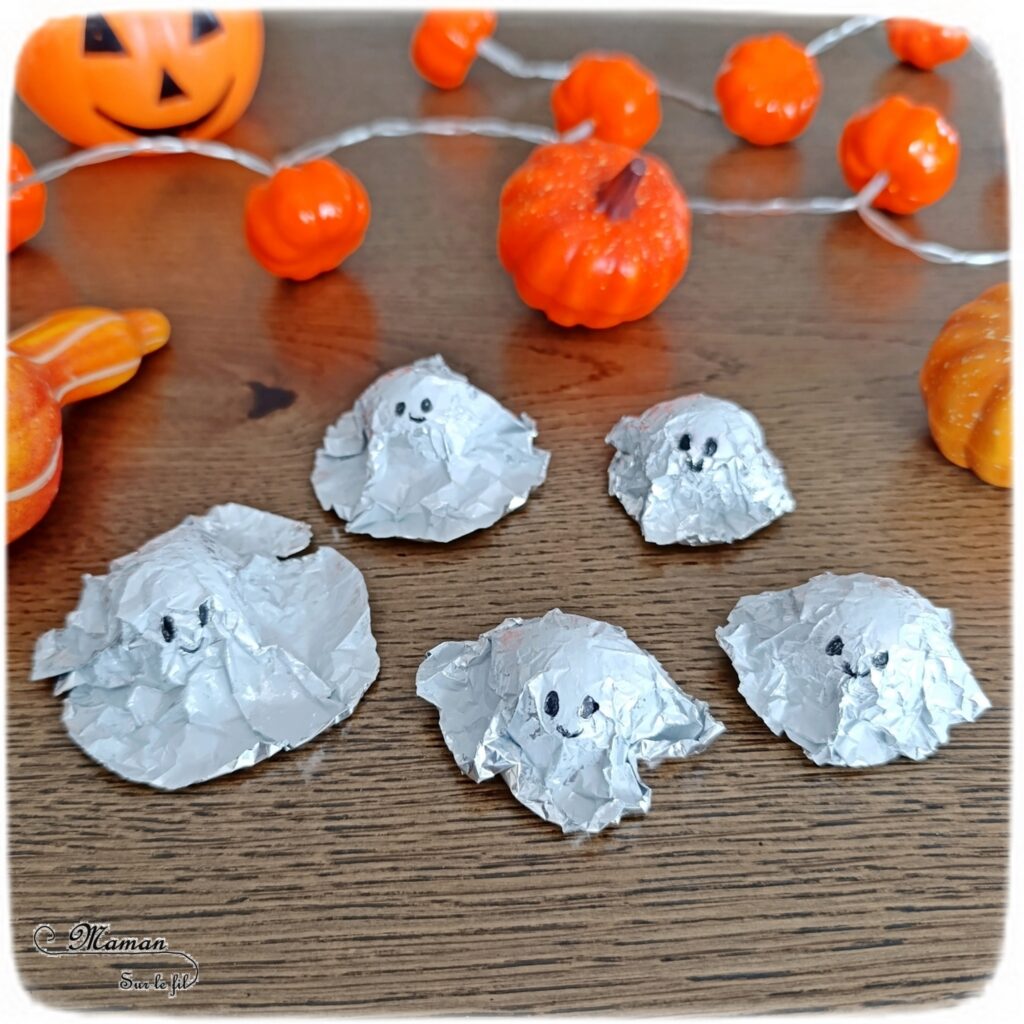 Fabriquer des petits fantômes en aluminium qui dansent et roulent : activité créative et manuelle enfants - Bricolage facile, rapide et rigolo - Aluminium peint en blanc et billes - Jeu DIY - Thème Halloween, Créatures légendaires et imaginaires - Bricolage et décoration sympa et facile - Arts visuels Maternelle et cycle 2 - Maternelle et élémentaire - Créativité - Cycle 1 ou 2 - tutoriel photos et vidéo - mslf