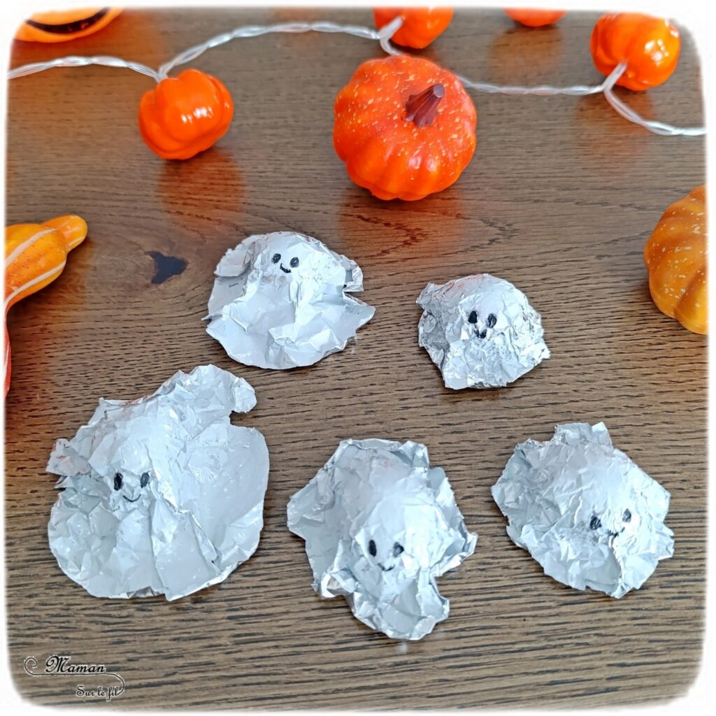 Fabriquer des petits fantômes en aluminium qui dansent et roulent : activité créative et manuelle enfants - Bricolage facile, rapide et rigolo - Aluminium peint en blanc et billes - Jeu DIY - Thème Halloween, Créatures légendaires et imaginaires - Bricolage et décoration sympa et facile - Arts visuels Maternelle et cycle 2 - Maternelle et élémentaire - Créativité - Cycle 1 ou 2 - tutoriel photos et vidéo - mslf