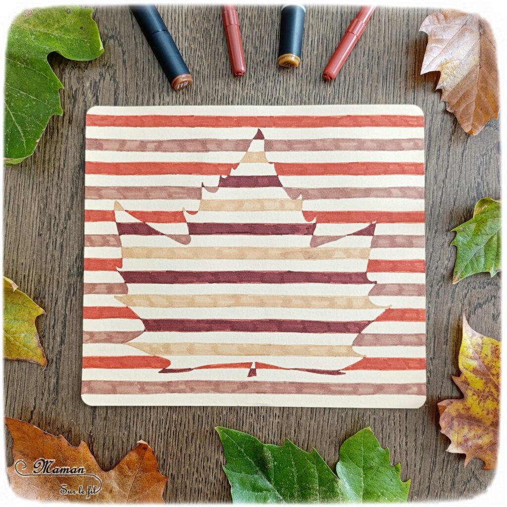 Créer une feuille d'automne façon code-barres : activité créative, dessin, nature et manuelle enfants - Land Art, dessin, coloriage, géométrie - Nuances de couleurs marrons et automnales - Carte, cadeau DIY à offrir pour la fête des mères, pères, grands-mères, grands-pères - Recyclage, surcyclage - Atelier nature, Land art - Thème automne, forêt, arbres, feuilles - Bricolage et décoration sympa et facile - Arts visuels Maternelle et cycle 2 - Maternelle et élémentaire - Créativité - Cycle 1 ou 2 - tutoriel photos - mslf