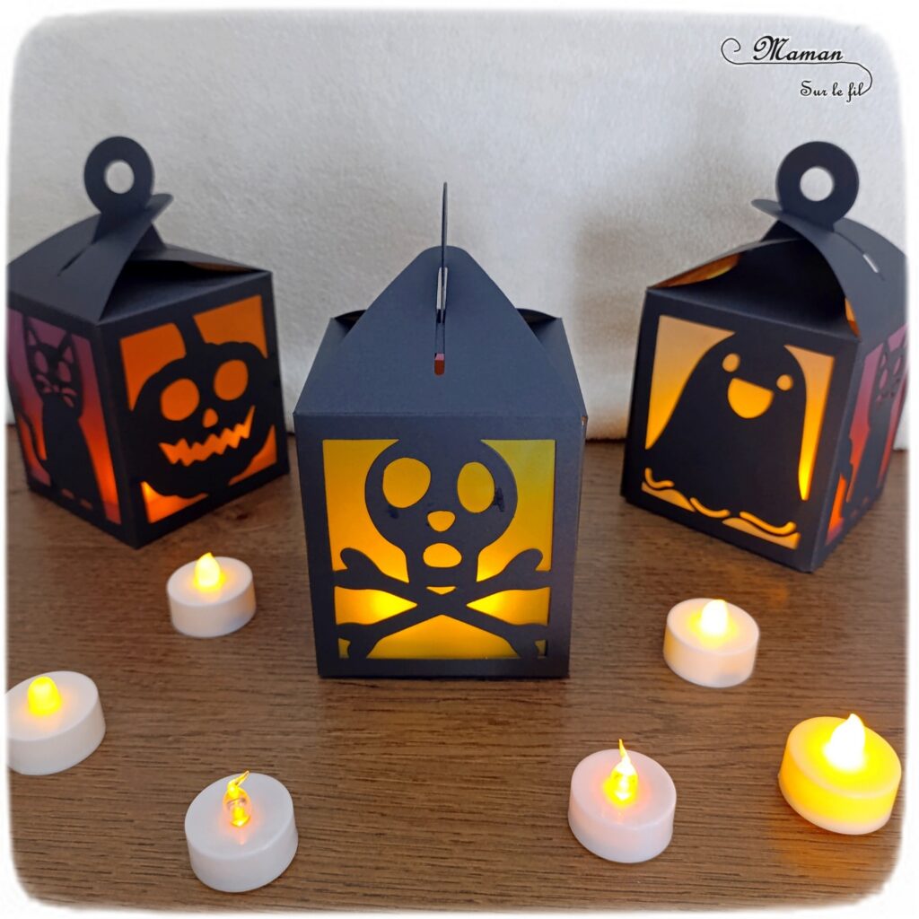 Fabriquer une lanterne lumineuse d'Halloween : activité créative et manuelle enfants - Tutoriel et tout le matériel vient de chez 10 Doigts - Collage de papier de soie de couleur pour effet transparence - Lanterne avec squelette, citrouille, fantôme, chat - Kit tout compris - Bricolage, DIY, décoration pour Halloween - Fait maison - Thème Halloween et créatures imaginaires et légendaires - Bricolage sympa et facile - Arts visuels Maternelle et cycle 2 - Maternelle et élémentaire - Créativité - Cycle 1 ou 2 - tutoriel photos - mslf