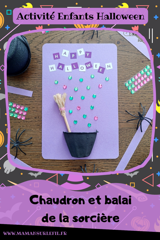 Créer une carte d'Halloween avec un mini chaudron et un balai de sorcière : activité créative, manuelle et récup' enfants - Recyclage, surcyclage d'une boite à oeufs - Découpage, peinture, gommettes, sequins pour les bulles - Balai avec un bâtonnet, de la corde et un élastique - Thème Halloween, Créatures légendaires - Bricolage et décoration sympa et facile - Arts visuels Maternelle et cycle 2 - Maternelle et élémentaire - Créativité - Cycle 1 ou 2 - tutoriel photos - mslf