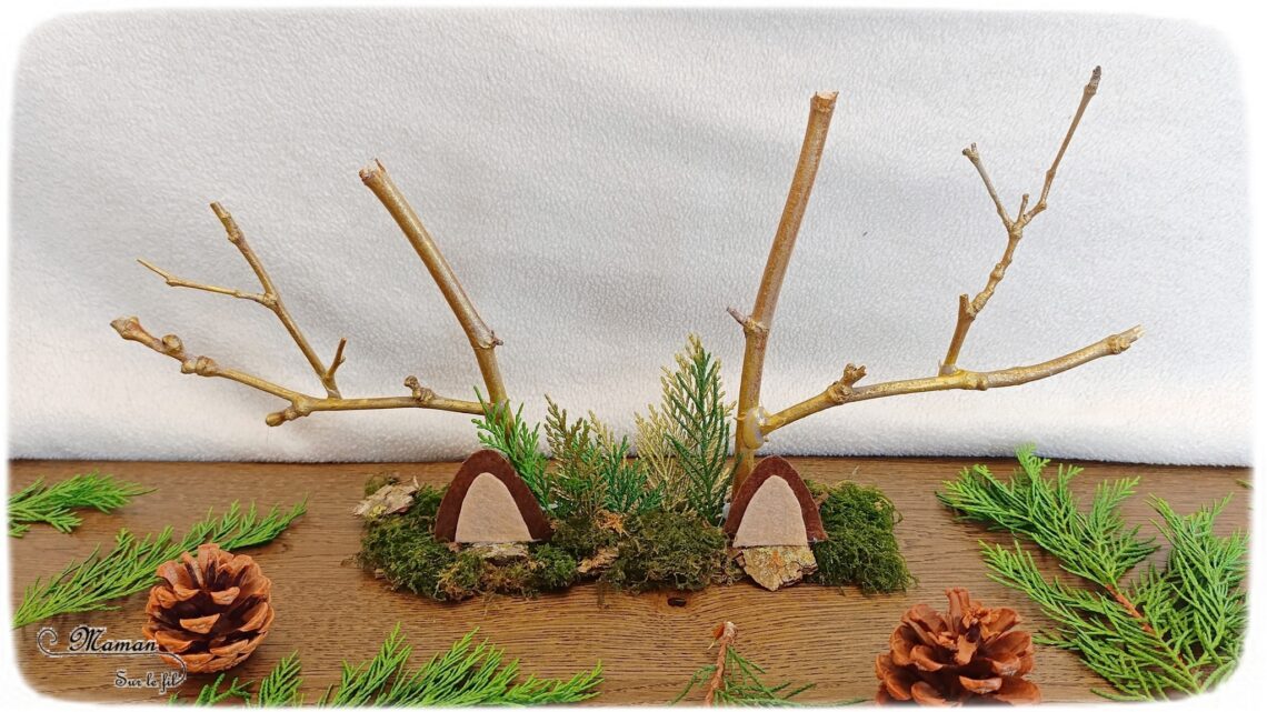 Fabriquer des bois de cerf Nature et Récup' : activité créative, récup' et manuelle enfants - Bricolage et Land art - Base en carton et utilisation d'éléments naturels (mousse, écorce, branches, branches de thuya...) - Décoration - Recyclage, surcyclage - Atelier Nature - Thème automne, animaux de la forêt, bois - Bricolage et décoration sympa et facile - Arts visuels Maternelle et cycle 2 - Maternelle et élémentaire - Créativité - Cycle 1 ou 2 - tutoriel photos - mslf