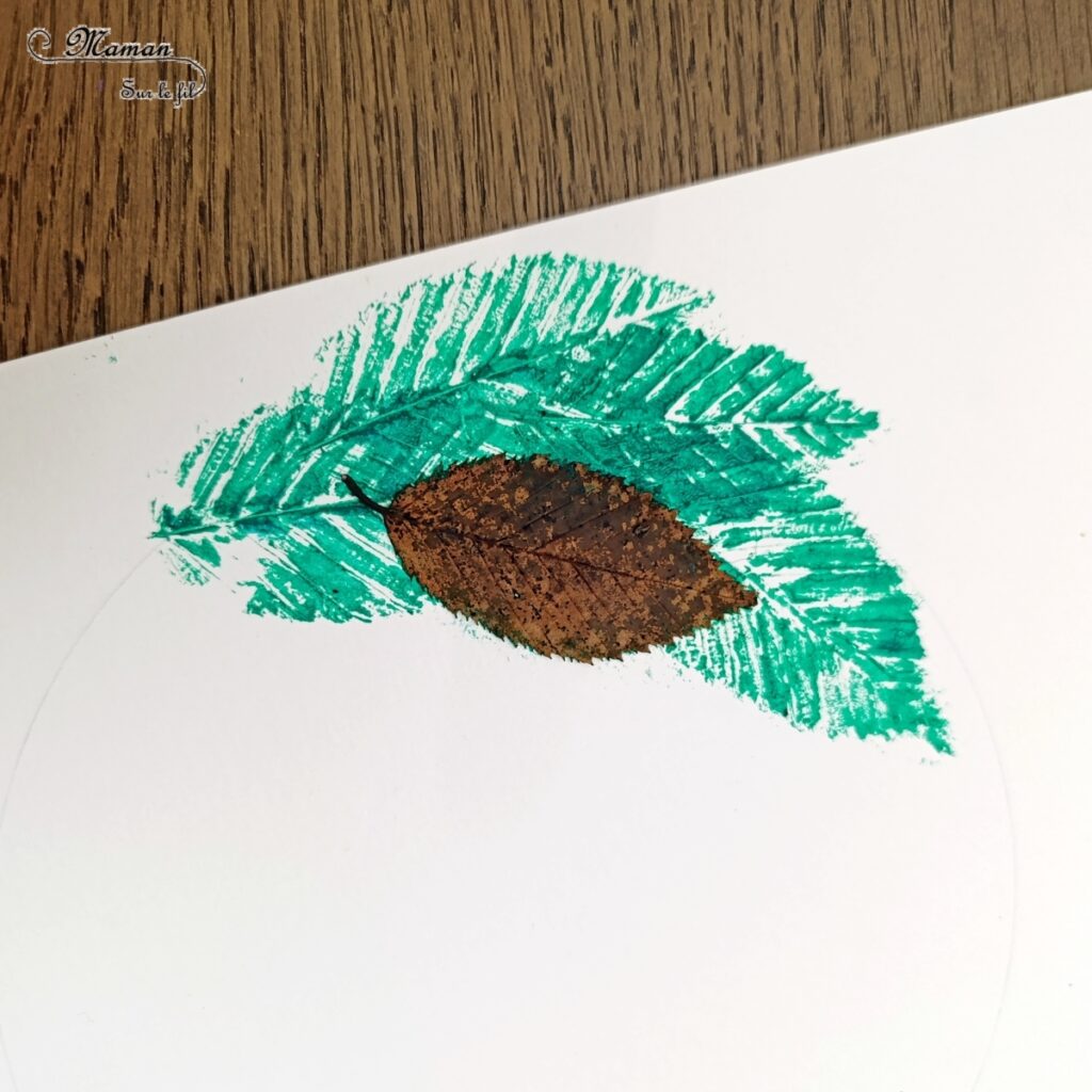 Peindre une couronne de Noël en empreintes de feuilles mortes : activité créative, nature, peinture, récup' et manuelle enfants - Technique de peinture avec de la gouache en stick et des feuilles d'automne - Land art avec nature - Cercle au compas - Pompons rouges, gommettes Etoiles argentées et pailletées, noeud rouge - Décoration - Graphismes et dessins - Thème Transition entre automne, hiver et Noël, arbres - Bricolage et décoration sympa et facile - Arts visuels Maternelle et cycle 2 - Maternelle et élémentaire - Créativité - Cycle 1 ou 2 - tutoriel photos - mslf