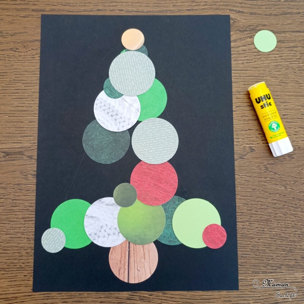 Créer un sapin avec des ronds de papier : activité créative, récup' et manuelle enfants - Bricolage et décoration pour Noël - Cercle, compas ou perforatrice ronds - Découpage, collage - Dessin et graphismes - Thème Noël, hiver - Bricolage et décoration DIY Fait maison sympa et facile - Arts visuels Maternelle et cycle 2 - Maternelle et élémentaire - Créativité - Cycle 1 ou 2 - tutoriel photos - mslf