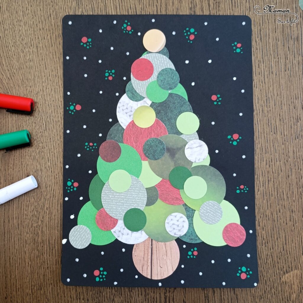 Créer un sapin avec des ronds de papier : activité créative, récup' et manuelle enfants - Bricolage et décoration pour Noël - Cercle, compas ou perforatrice ronds - Découpage, collage - Dessin et graphismes - Thème Noël, hiver - Bricolage et décoration DIY Fait maison sympa et facile - Arts visuels Maternelle et cycle 2 - Maternelle et élémentaire - Créativité - Cycle 1 ou 2 - tutoriel photos - mslf