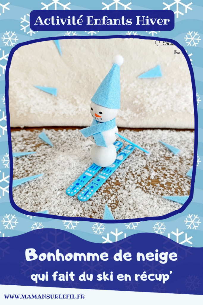 Fabriquer un bonhomme de neige qui fait du ski : activité créative et manuelle enfants - Bricolage avec des perles, des bâtonnets de glace en bois et de la feutrine - Récup, recyclage, surcyclage - Décoration hivernale - Thème hiver, montagne, neige, sports d'hiver - Bricolage et décoration sympa et facile - Arts visuels Maternelle et cycle 2 - Maternelle et élémentaire - Créativité - Cycle 1 ou 2 - tutoriel photos - mslf