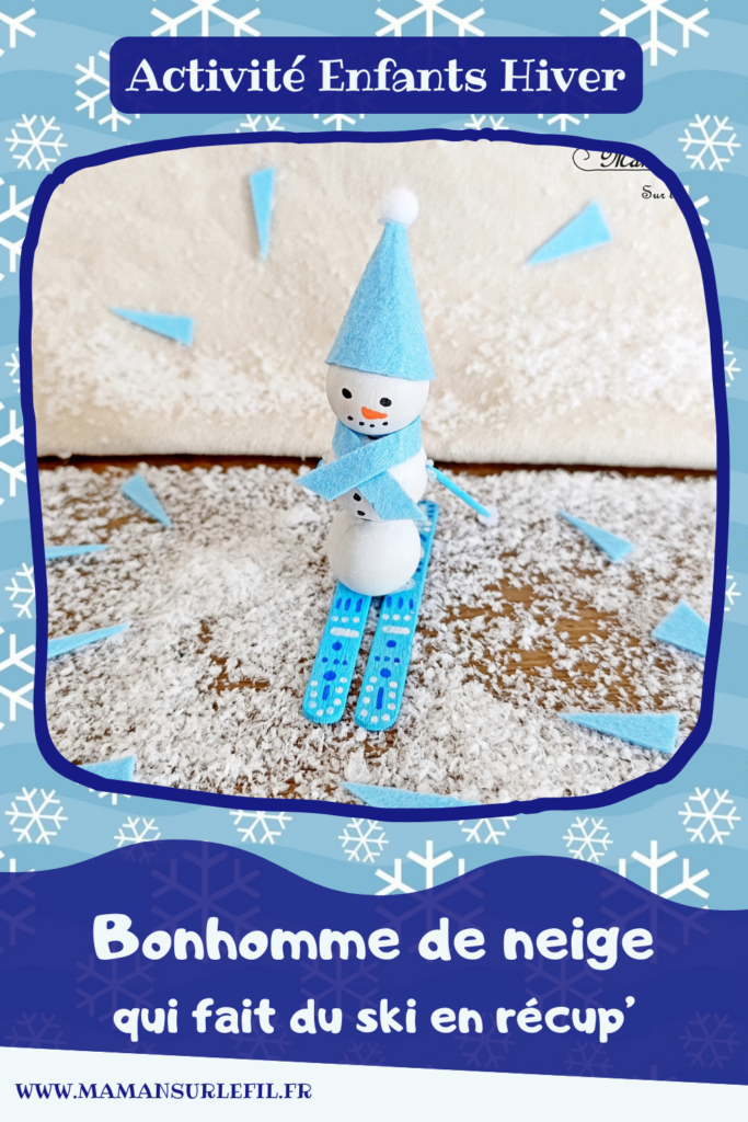 Fabriquer un bonhomme de neige qui fait du ski : activité créative et manuelle enfants - Bricolage avec des perles, des bâtonnets de glace en bois et de la feutrine - Récup, recyclage, surcyclage - Décoration hivernale - Thème hiver, montagne, neige, sports d'hiver - Bricolage et décoration sympa et facile - Arts visuels Maternelle et cycle 2 - Maternelle et élémentaire - Créativité - Cycle 1 ou 2 - tutoriel photos - mslf