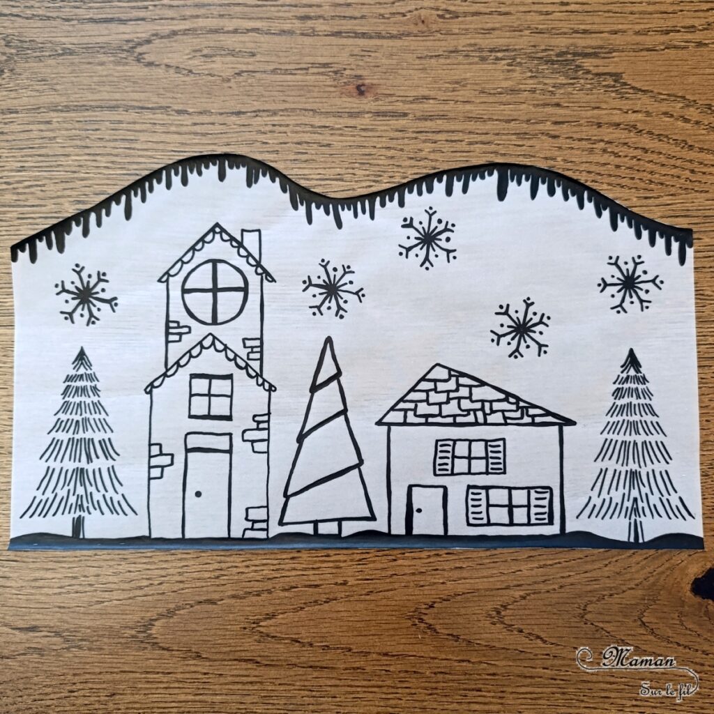 Fabriquer des lanternes hivernales avec du papier calque : activité créative, dessin et manuelle enfants - Dessiner un village d'hiver sur le calque (maisons, sapins, flocons, neige qui fond) en noir - Bougies LED pour le côté lumineux et cocooning - Décoration fait maison - Bricolage DIY - Thème hiver, neige - Bricolage et décoration sympa et facile - Arts visuels Maternelle et cycle 2 - Maternelle et élémentaire - Créativité - Cycle 1 ou 2 - tutoriel photos et vidéo - mslf