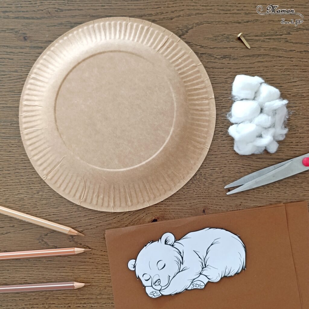 Fabriquer un ours qui hiverne dans sa grotte qui s'ouvre et se ferme : activité créative, récup' et manuelle enfants - Recyclage, surcyclage d'une assiette en carton - Découpage, collage et coloriage - Bricolage pour aborder l'hibernation et l'hivernation - Ourson qui se cache et hiberne - Coton pour la neige - Bricolage et décoration DIY - Thème hiver, animaux du froid et de la montagne - Bricolage et décoration sympa et facile - Arts visuels Maternelle et cycle 2 - Maternelle et élémentaire - Créativité - Cycle 1 ou 2 - tutoriel photos et vidéo - mslf