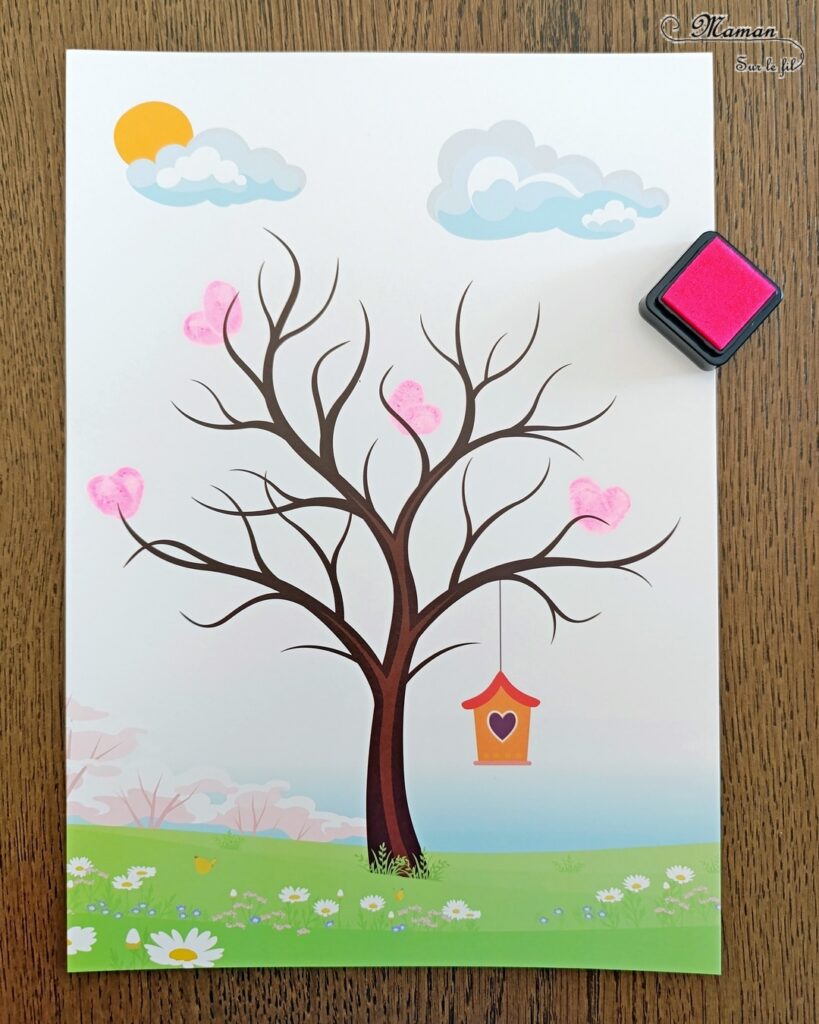 Créer un arbre d'amour avec des coeurs en empreintes de doigts : activité créative et manuelle enfants - Le tutoriel et tout le matériel viennent de chez 10 Doigts - Bricolage et décoration DIY réalisé des encreurs - Peinture ou encre - Gommettes - Possibilité d'utiliser le kit pour des arbres de saisons avec les couleurs adéquates - Bricolage Fait maison, décoration - Kit tout compris - Thème Nature, saisons, coeurs, amour, saint valentin, fêtes - Bricolage sympa et facile - Arts visuels Maternelle et cycle 2 - Maternelle et élémentaire - Créativité - Cycle 1 ou 2 - tutoriel photos - mslf