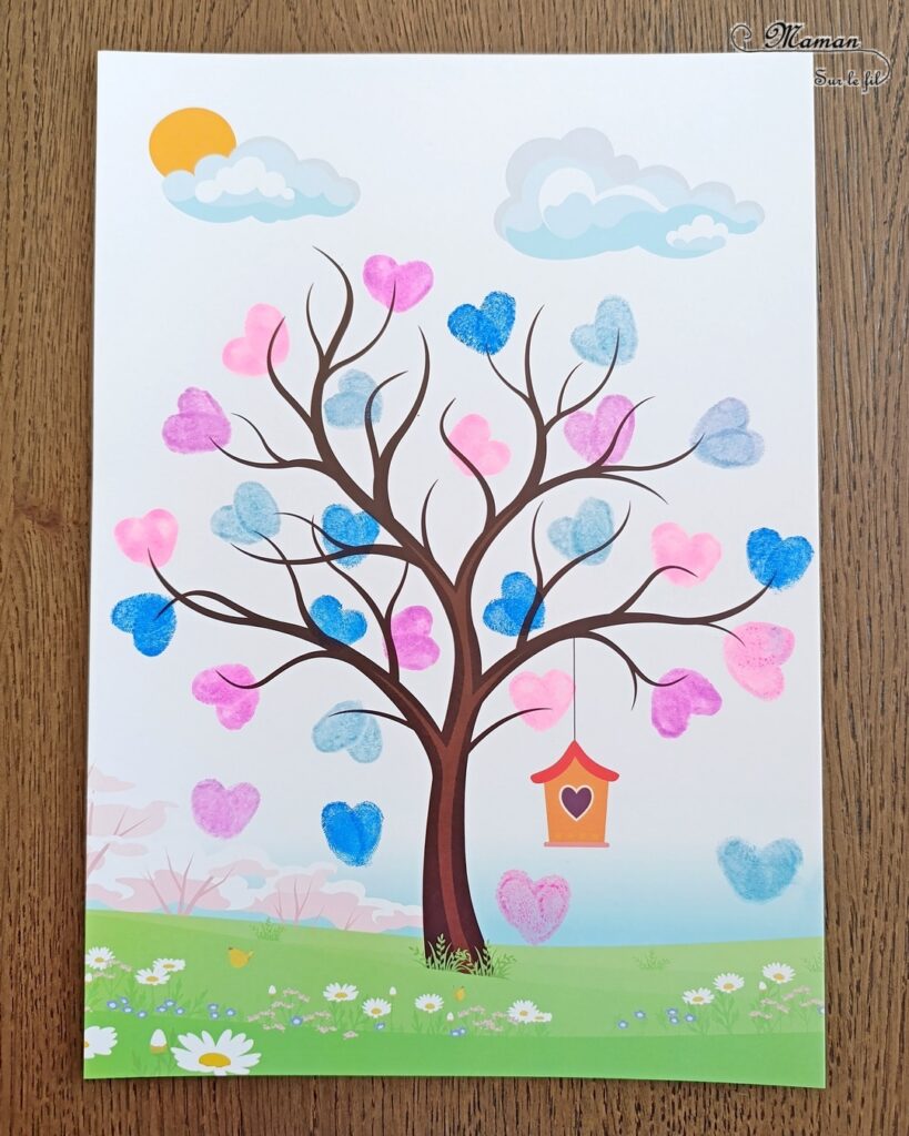 Créer un arbre d'amour avec des coeurs en empreintes de doigts : activité créative et manuelle enfants - Le tutoriel et tout le matériel viennent de chez 10 Doigts - Bricolage et décoration DIY réalisé des encreurs - Peinture ou encre - Gommettes - Possibilité d'utiliser le kit pour des arbres de saisons avec les couleurs adéquates - Bricolage Fait maison, décoration - Kit tout compris - Thème Nature, saisons, coeurs, amour, saint valentin, fêtes - Bricolage sympa et facile - Arts visuels Maternelle et cycle 2 - Maternelle et élémentaire - Créativité - Cycle 1 ou 2 - tutoriel photos - mslf