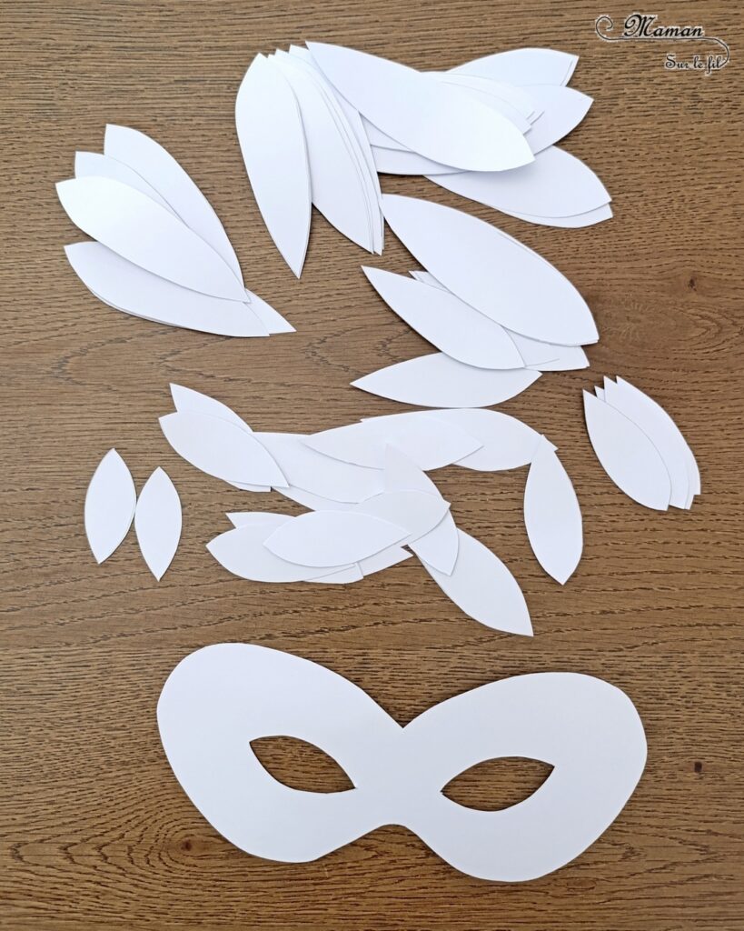 Fabriquer un masque de plumes en papier avec des surligneurs et des stylos gel : activité créative, dessin et manuelle enfants - Découpage, Coloriage, dessin et graphismes - Couleurs pastels - Collage pour un masque façon Loup avec un bâtonnet en bois - Bricolage ludique et coloré pour un thème Anniversaire, Carnaval, Mardi Gras - Bricolage et décoration sympa et facile - Arts visuels Maternelle et cycle 2 - Maternelle et élémentaire - Créativité - Cycle 1 ou 2 - tutoriel photos - mslf