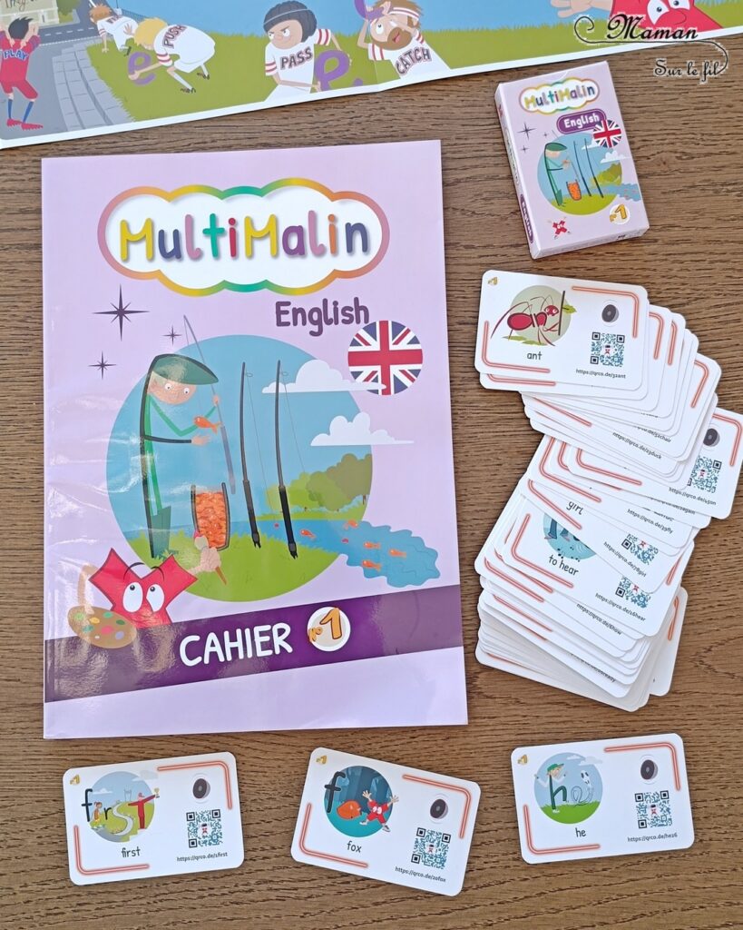 Apprendre l'anglais aux enfants avec Multimalin : Méthode clé en main basée sur des images et vidéos mentales - Jeux et activités ludiques et interactives - 90 mots par trimestre - minutes max par jour - Cahier, Cartes comme Flashcards, Tampons, Accès à vie aux vidéos et jeux numériques - Vidéo gratuite : 4 clés pour l'apprentissage de l'anglais - Cadeaux de lancement - Code de réduction - tutoriel et avis photos et vidéos - mslf