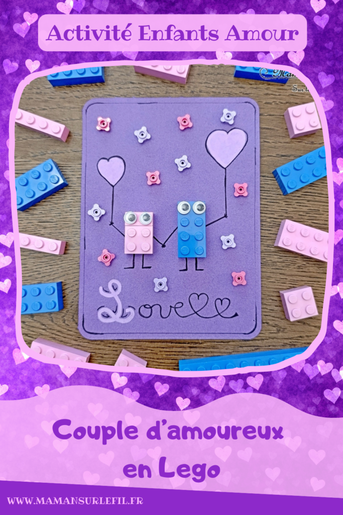 Fabriquer une carte avec un couple d'amoureux en Lego : activité créative et manuelle enfants - Collage de Lego ou de Duplo - Dessin - Carte fait maison - Cadeau à offrir DIY - Saint Valentin ou fête des mères, pères, grands-mères, grands-pères... - Thème Amour, amitié, coeurs, Saint Valentin, fêtes - Bricolage et décoration sympa et facile - Arts visuels Maternelle et cycle 2 - Maternelle et élémentaire - Créativité - Cycle 1 ou 2 - tutoriel photos - mslf