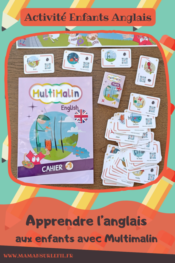 Apprendre l'anglais aux enfants avec Multimalin : Méthode clé en main basée sur des images et vidéos mentales - Jeux et activités ludiques et interactives - 90 mots par trimestre - minutes max par jour - Cahier, Cartes comme Flashcards, Tampons, Accès à vie aux vidéos et jeux numériques - Vidéo gratuite : 4 clés pour l'apprentissage de l'anglais - Cadeaux de lancement - Code de réduction - tutoriel et avis photos et vidéos - mslf